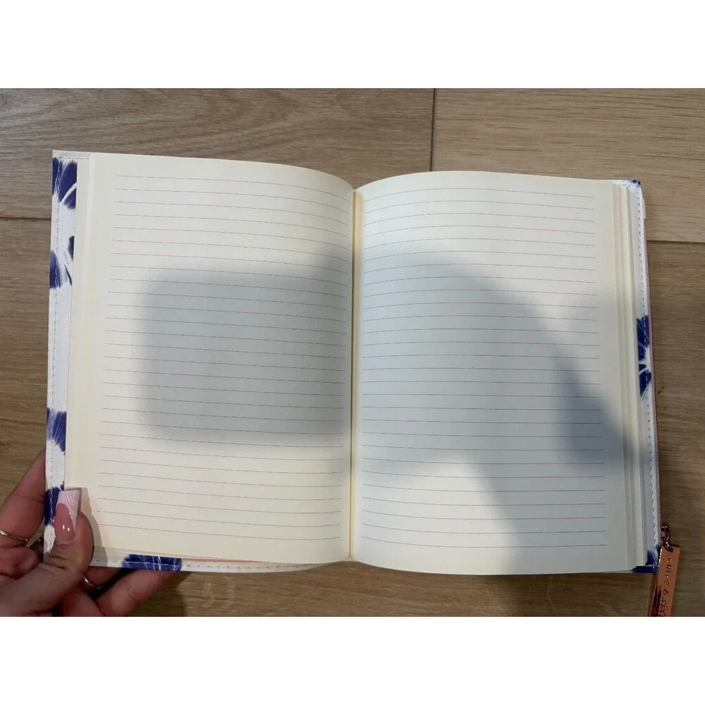Make Moments Into Memories Blue Floral Notebook with Attached Rose Gold Zipper P